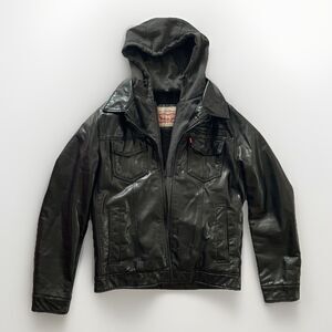 Levi's Strauss & Co Men's Faux Leather Sherpa Lined Aviator Bomber Jacket size S